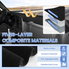 Sunsdrew premium suede dashboard cover adds soft luxury and protection.