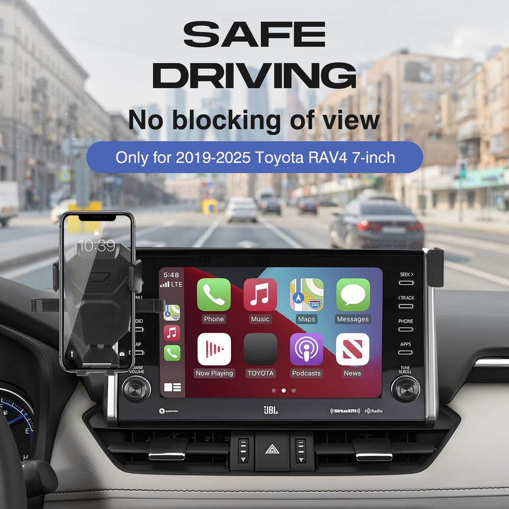 Sunsdrew RAV4 phone holder mounted on air vent for easy reach.