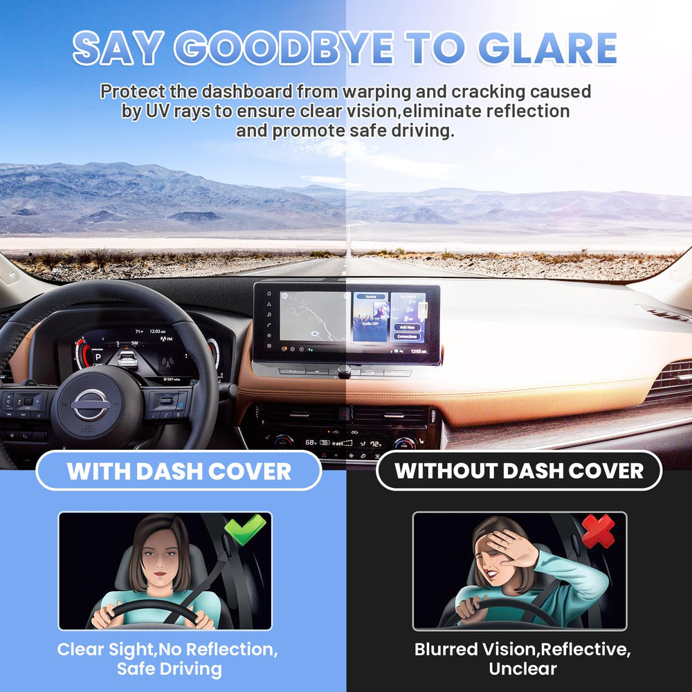 Sunsdrew suede dash protector adds premium feel while shielding from sun.