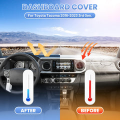 Sunsdrew dash cover for Tacoma delivers UV protection and dashboard shade.