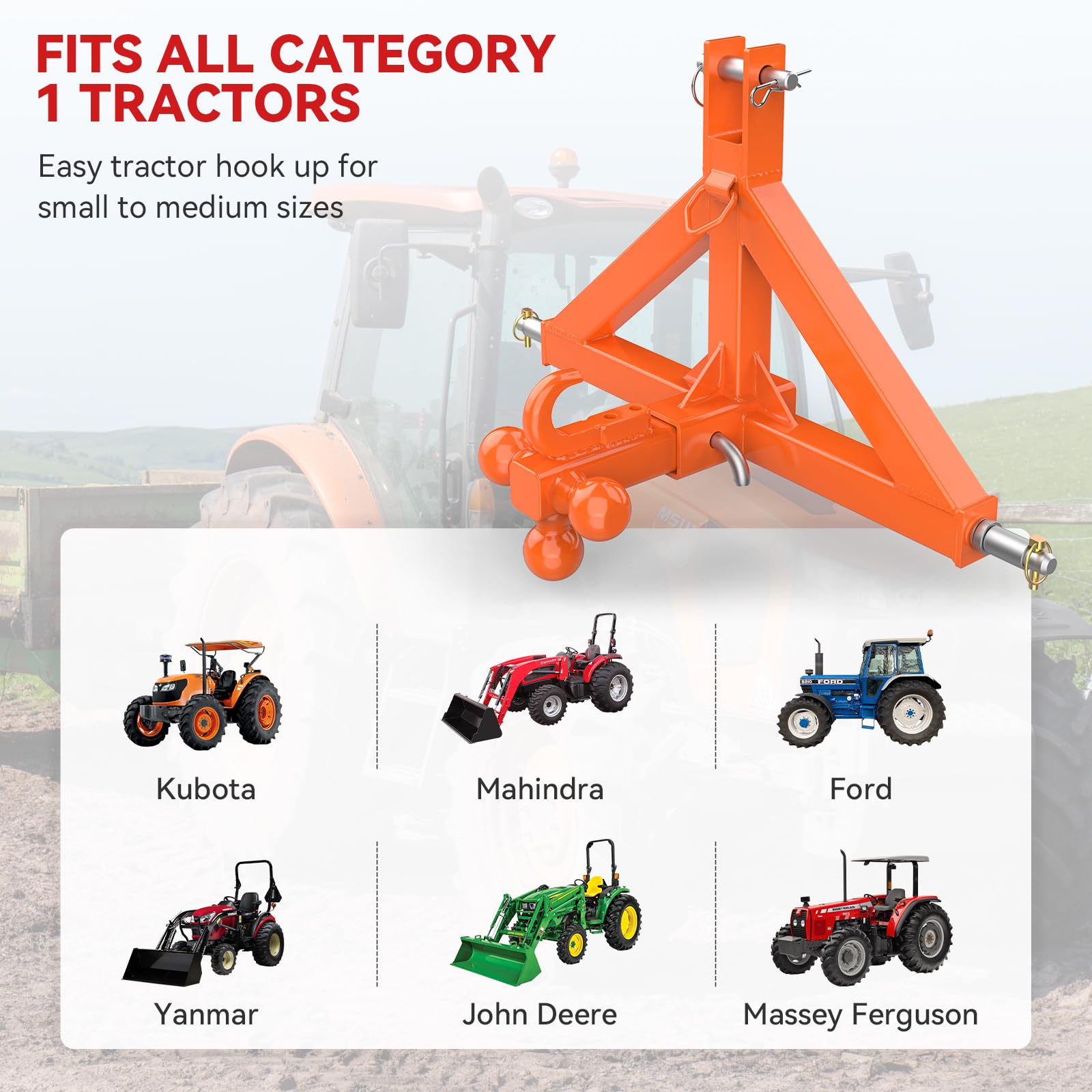 SUNSHINE FARMRE bottom pin design aiding fit with small tractors