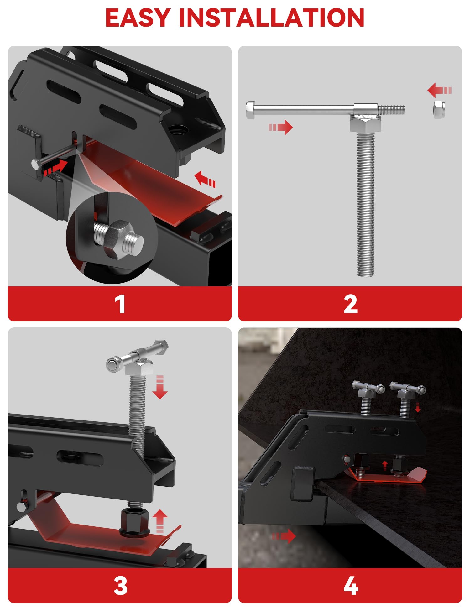 SUNSHINE FARMRE easy-install front-bucket receiver shown mounting with standard wrench.