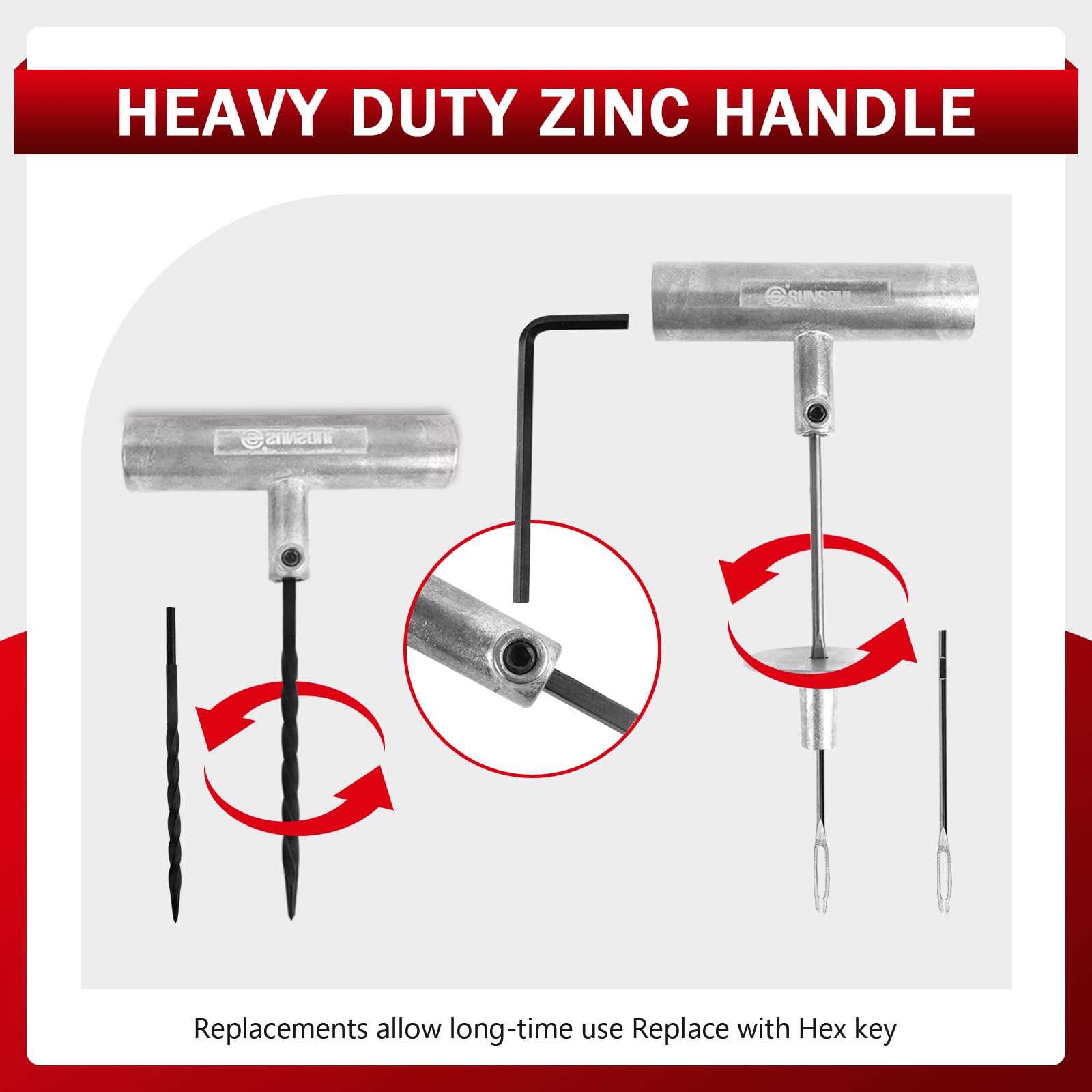 SUNSOUL all-in-one tool set enables quick roadside tire repair.