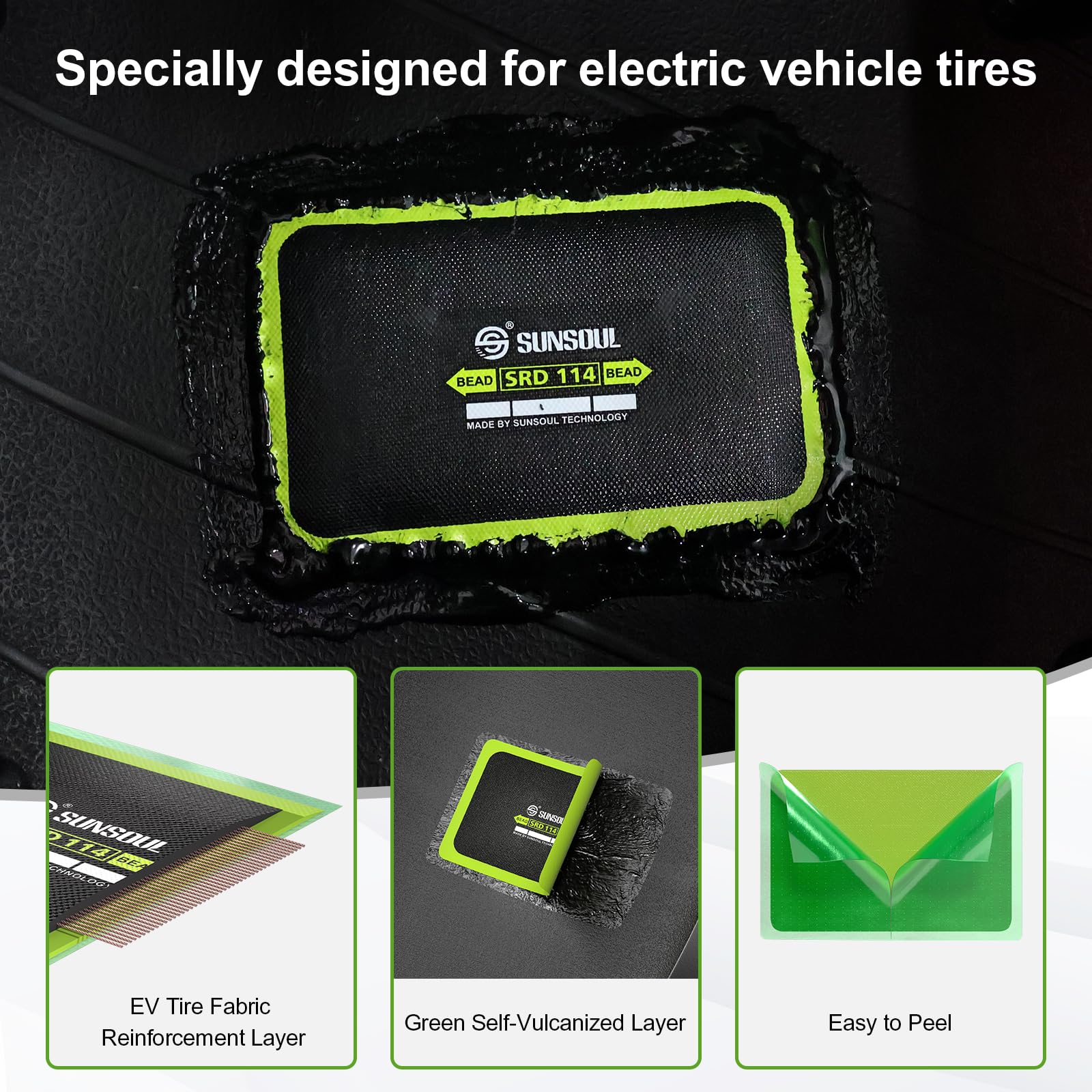 SUNSOUL puncture patch resists heat and pressure for roadside fixes