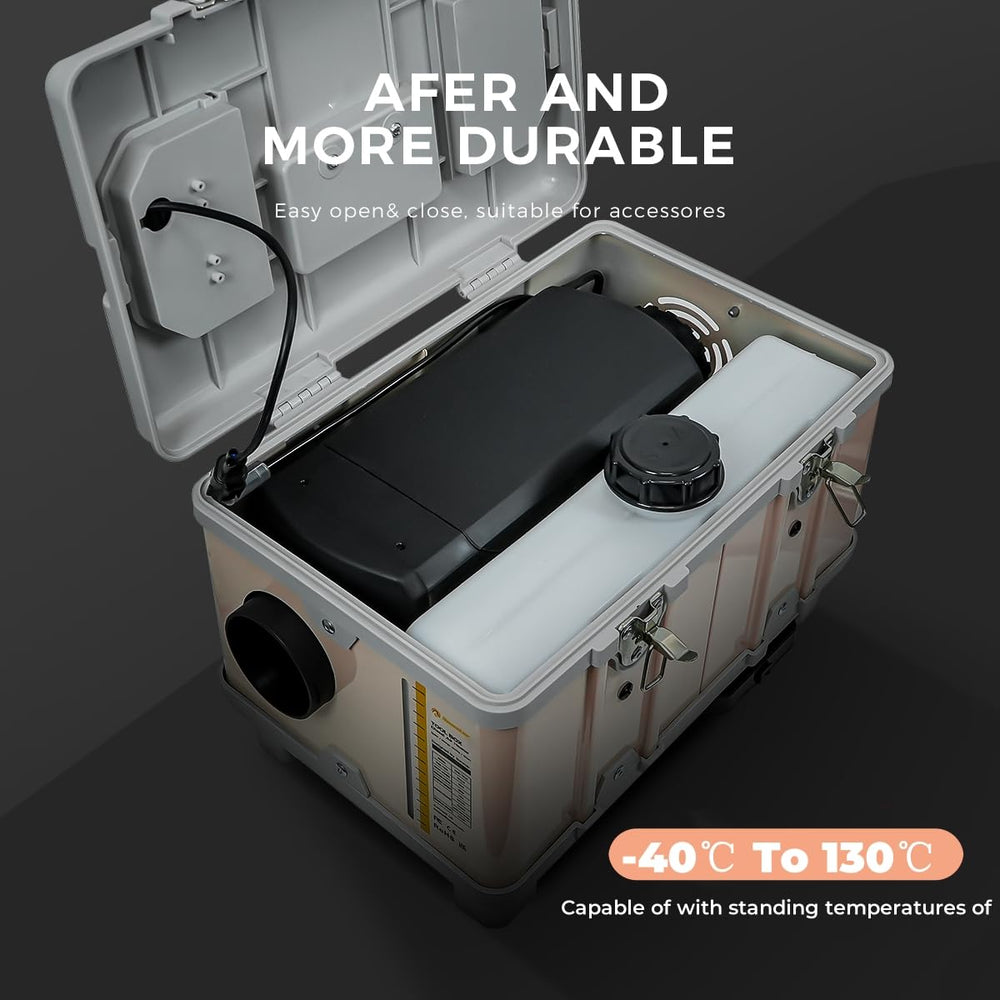 Sunster 8KW heater in a van setup demonstrates on-the-go comfort.