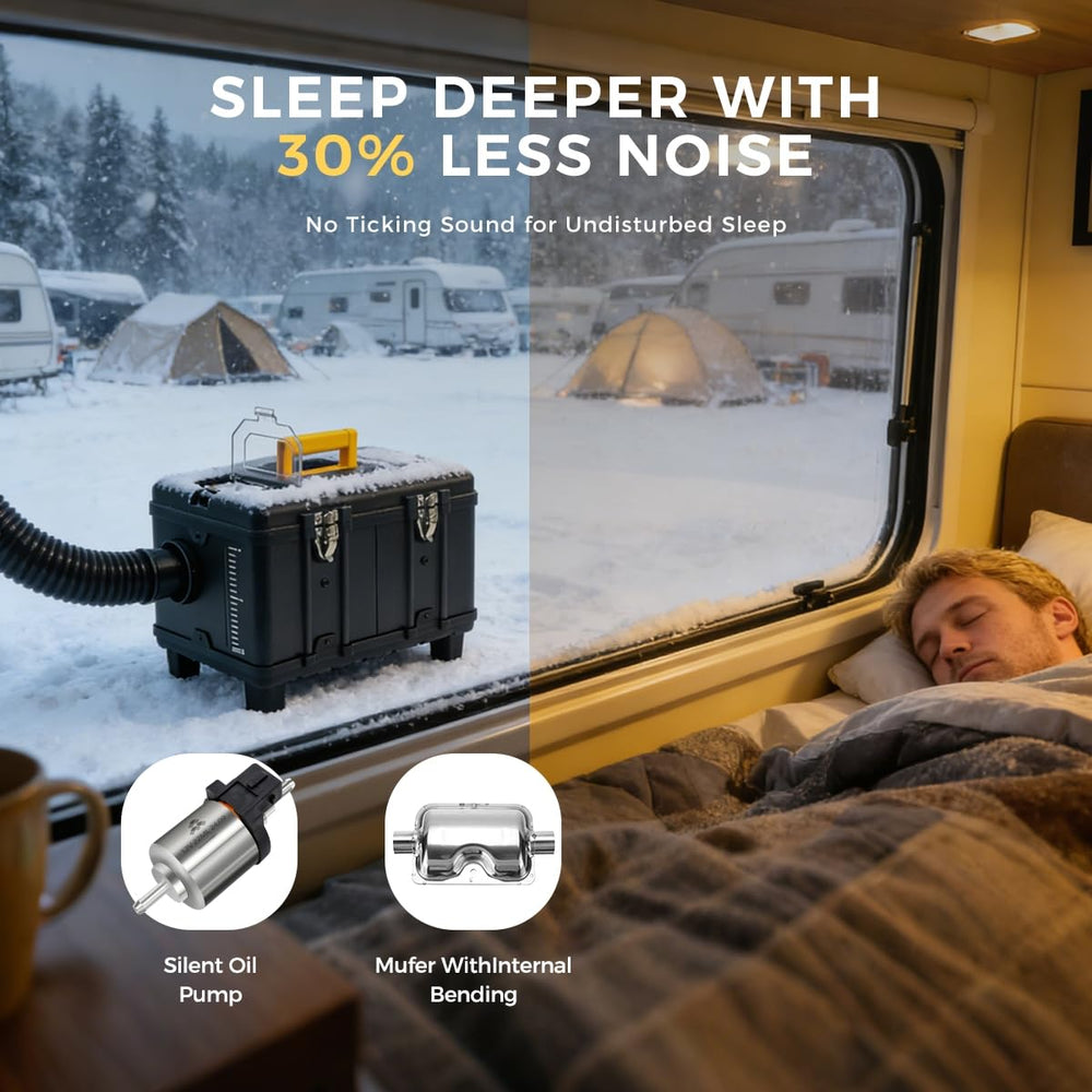 Sunster heater provides a calm, quiet startup for night use in vans.
