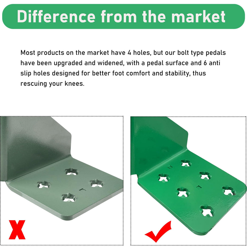 SUONE green powder-coated steel pedal resists rust for daily use