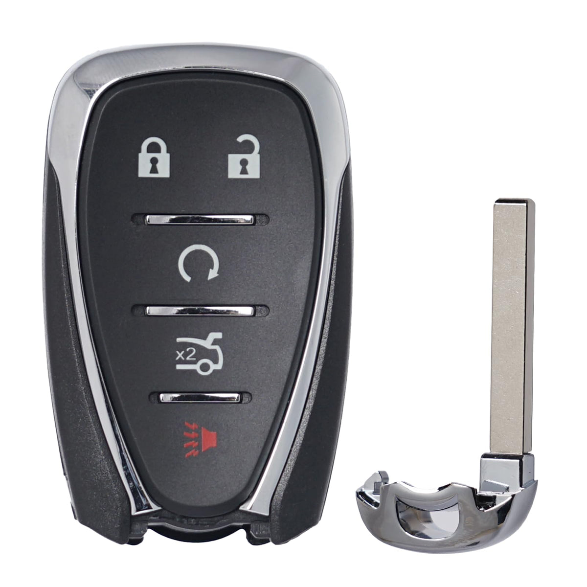 SUPALAND Chevrolet Malibu key fob front view with preinstalled battery for immediate testing.