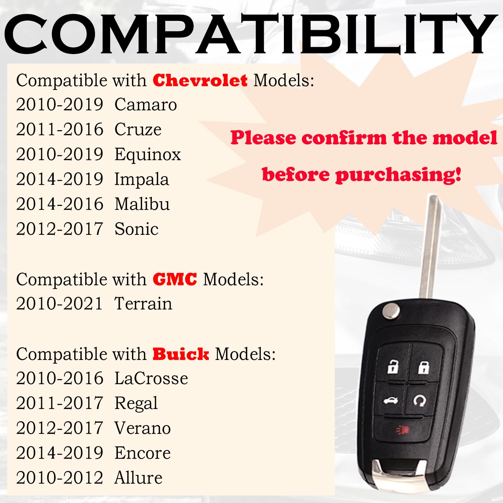SUPALAND key fob for Chevy Equinox remote-fob, pre-installed battery for instant usability.