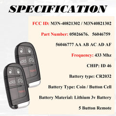 SUPALAND dodge-chrysler-remote-back back view for easy programming reference.