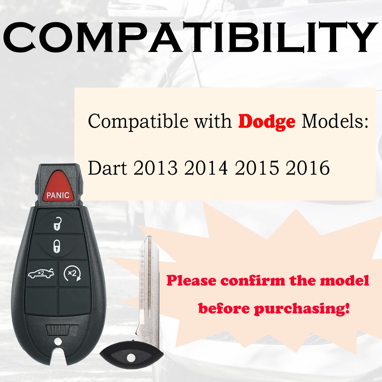 Supaland Dodge Dart remote back view highlights seamless button layout