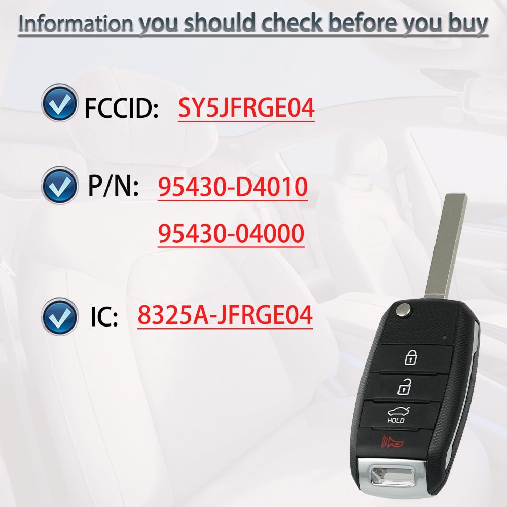 SUPALAND flip key fob for Kia Optima back view with battery already installed.