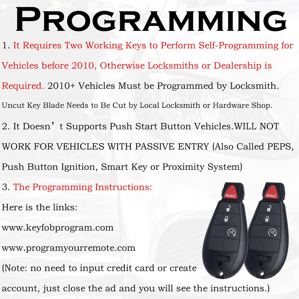 SUPALAND key fob compatibility view for Dodge Ram, Charger, Journey