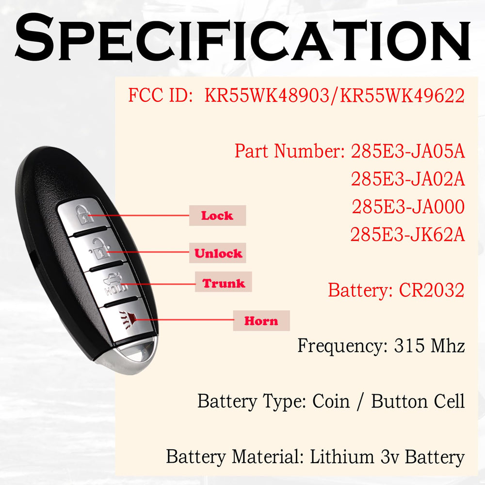 SUPALAND key fob for Nissan Murano with pre-installed battery, reliable remote