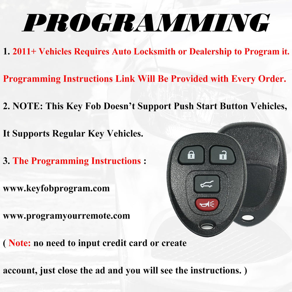 SUPALAND key fob replacement for Cadillac Escalade, ready to program.
