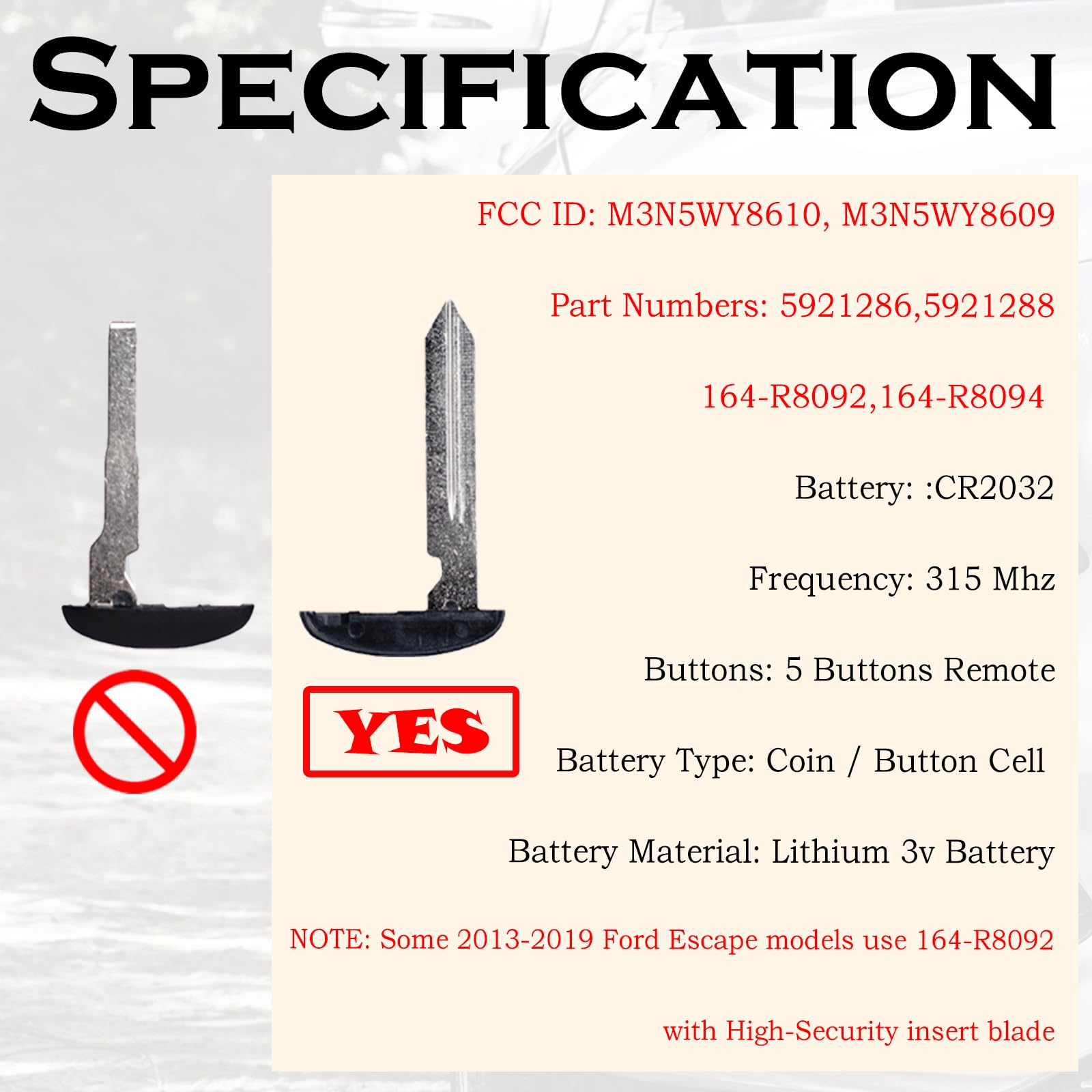 SUPALAND key fob for Ford Flex 2013-2019 with remote start support