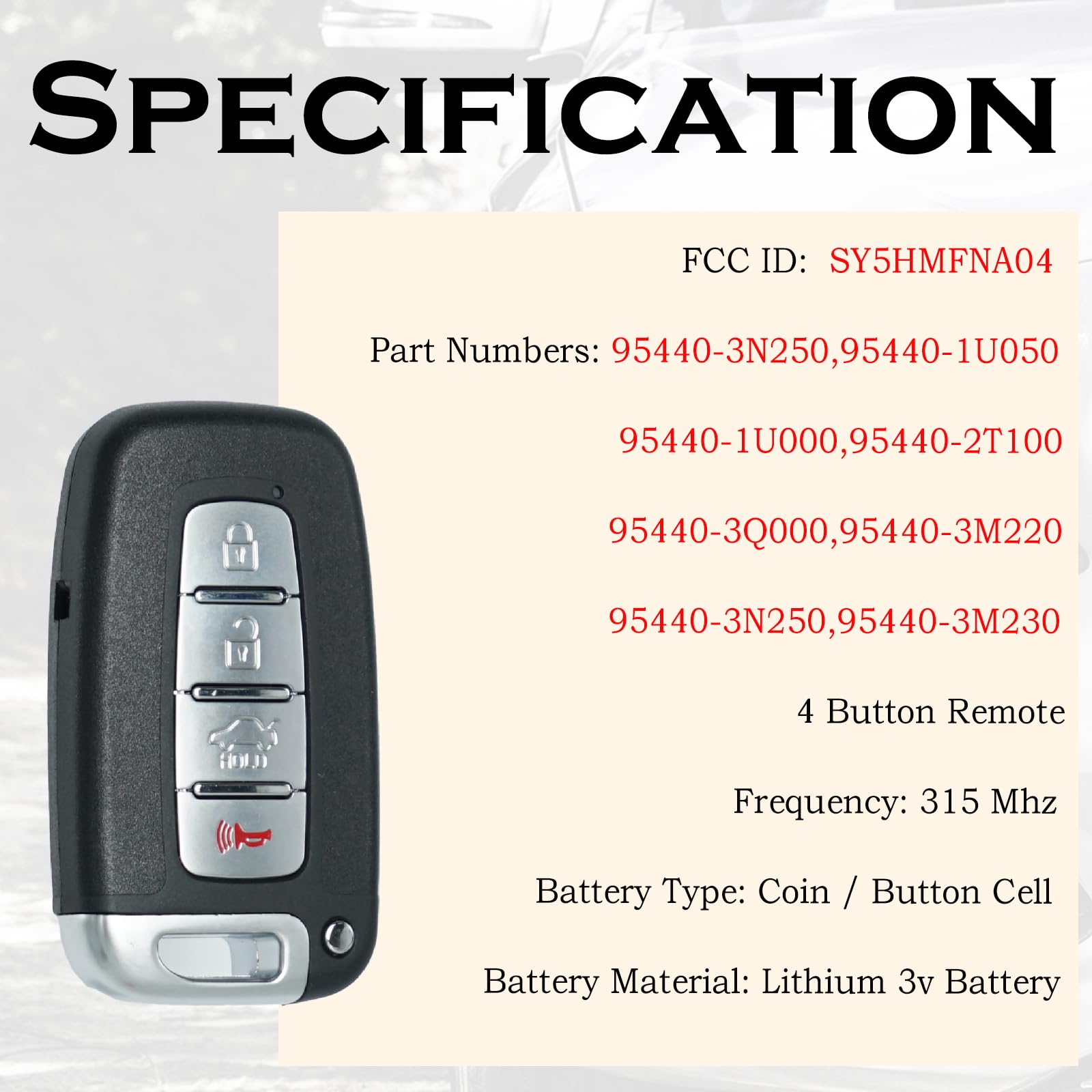 SUPALAND key fob for Kia Optima, top view, ready-to-program with electronics