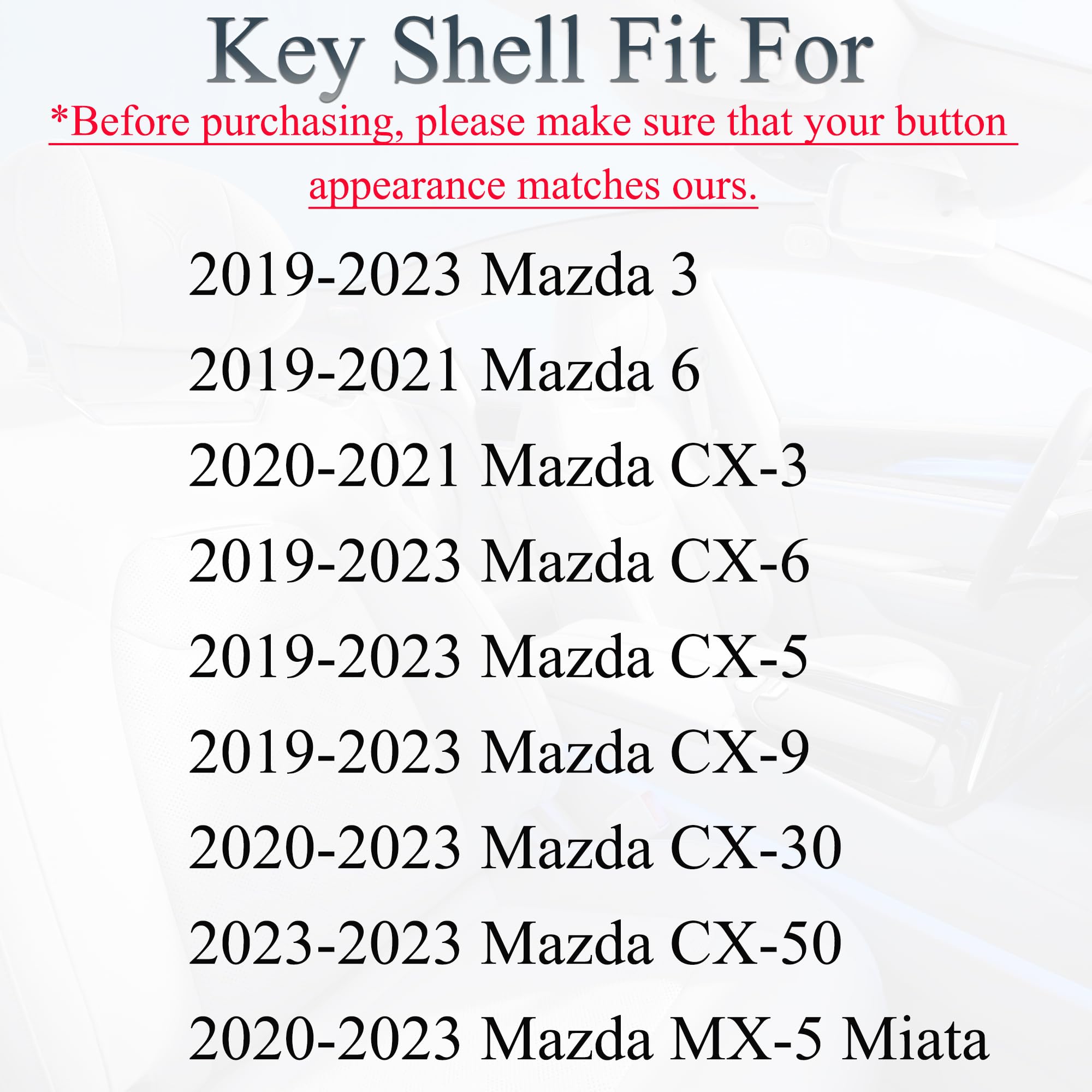 SUPALAND fob shell for Mazda CX-5 with precise button placement for easy use.