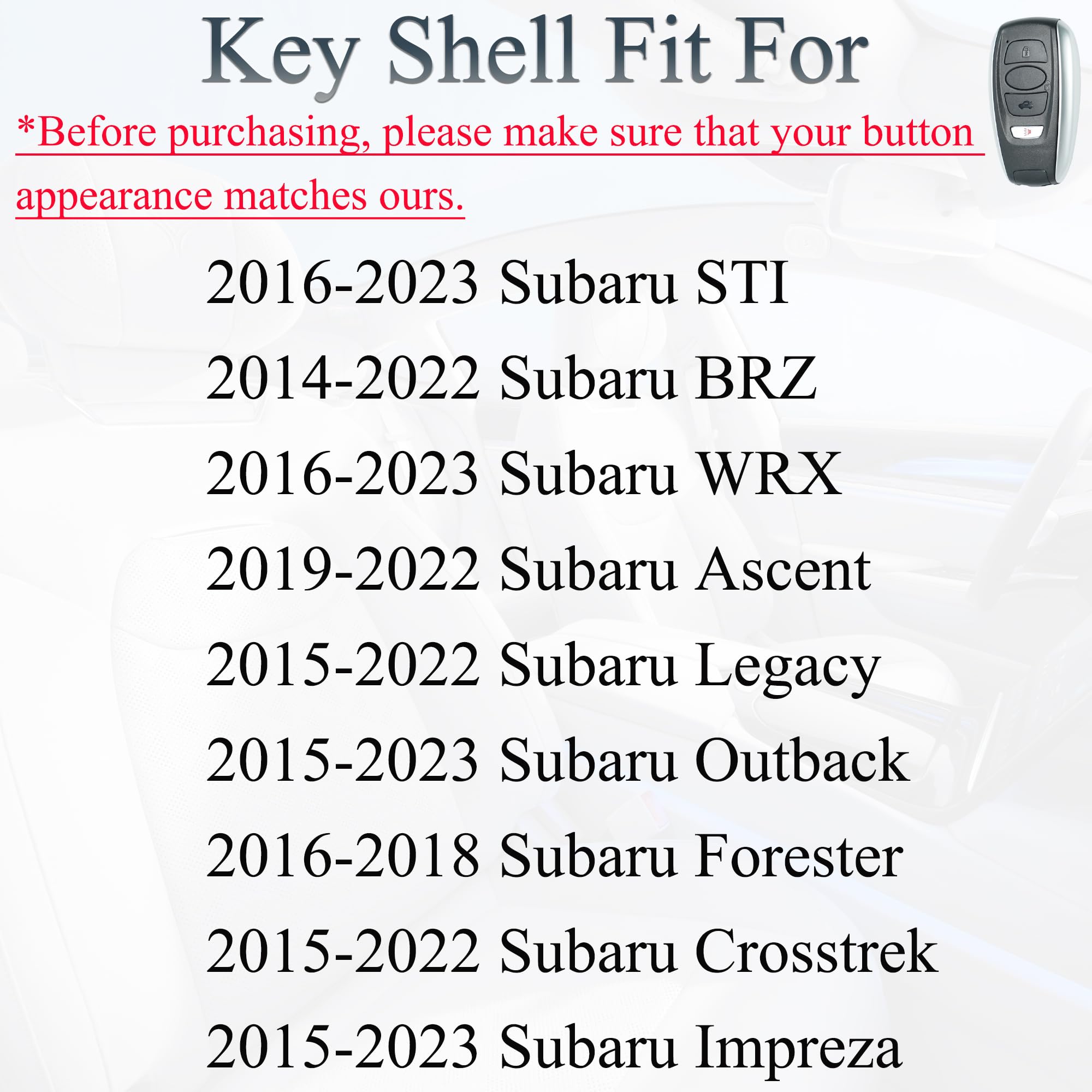 SUPALAND key fob shell for Subaru Outback, preserves look and feel during daily use.