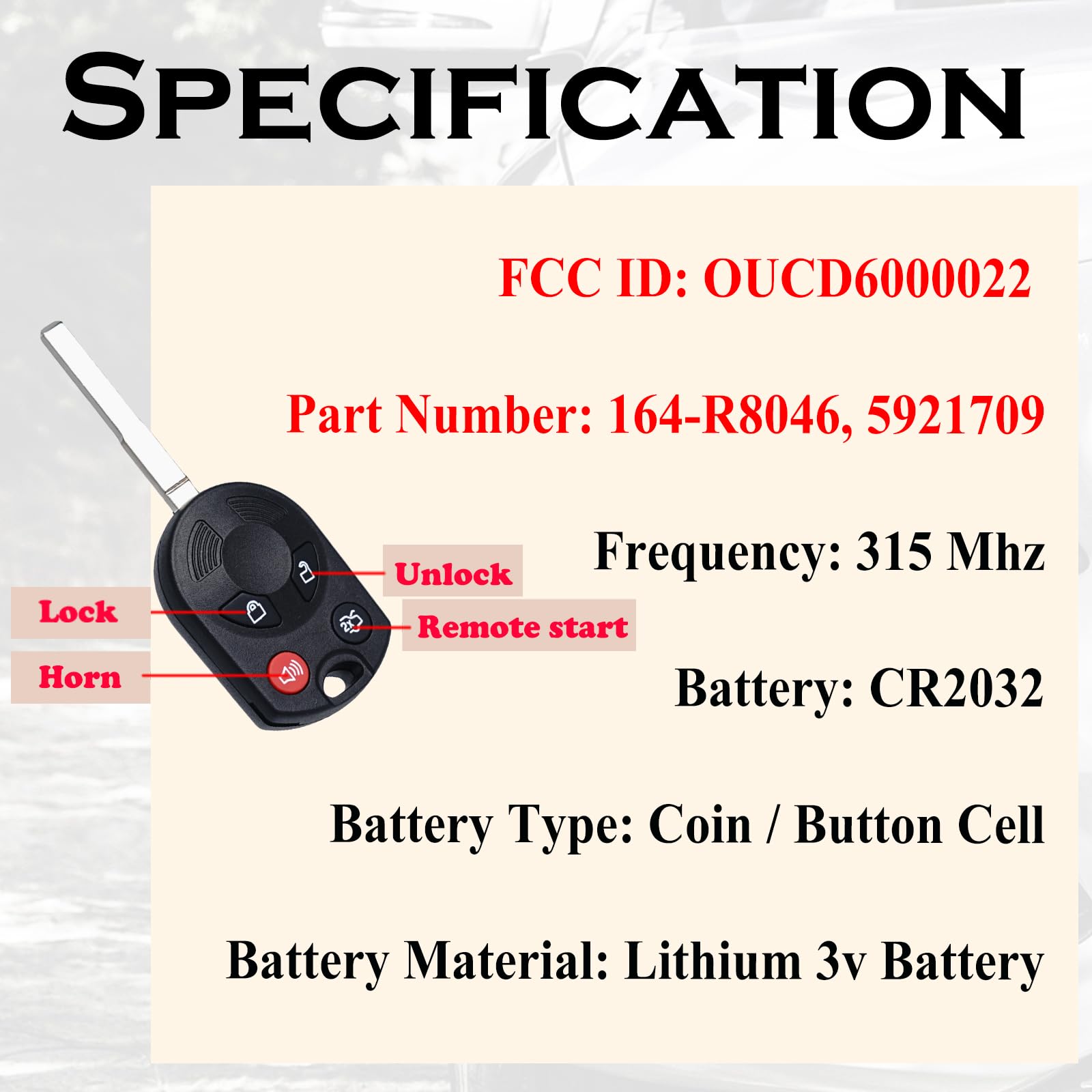 Supaland keyless remote side button, tactile operation for quick use.