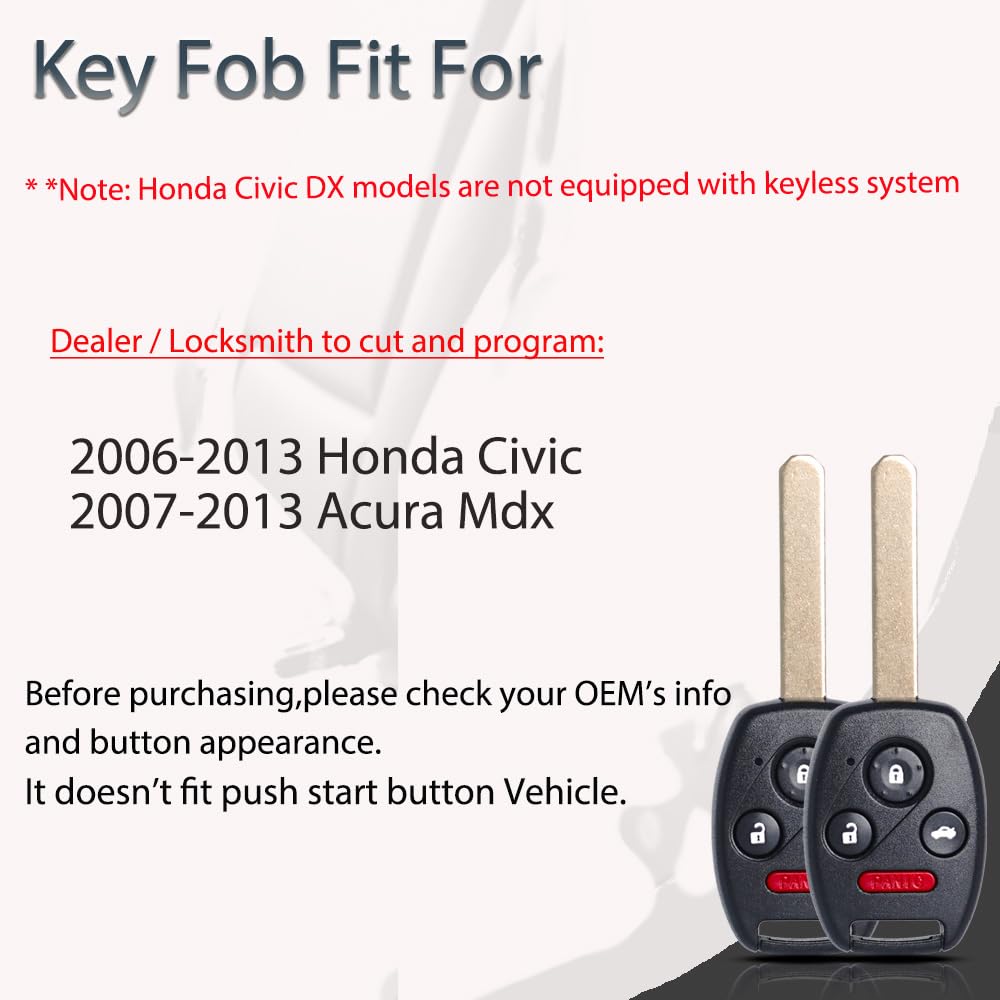 SUPALAND two-pack fobs for Honda Civic, ideal replacement option.
