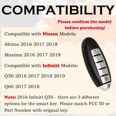 SUPALAND remote fob for Infiniti Q50 2016-2019 with battery pre-installed for quick setup.