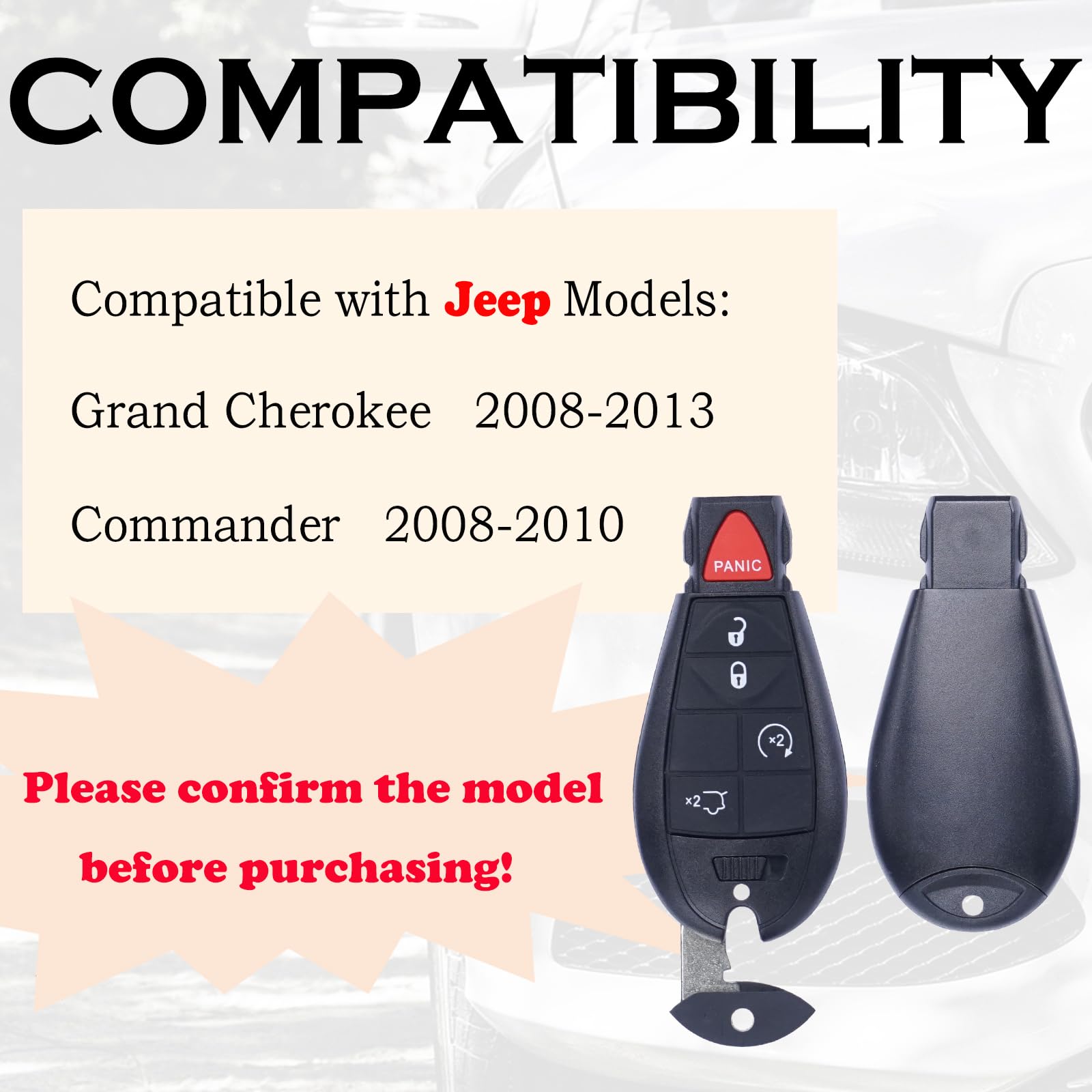 SUPALAND remote key fob back view shows battery and electronics.