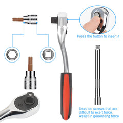 SUPAREE bent-handle ratchet design — safer grip with high torque for tough fittings.