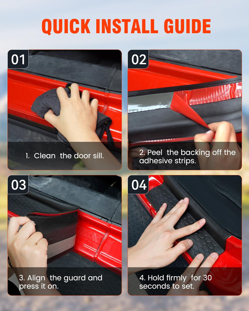 SUPAREE easy-install door sill guard with no drilling.
