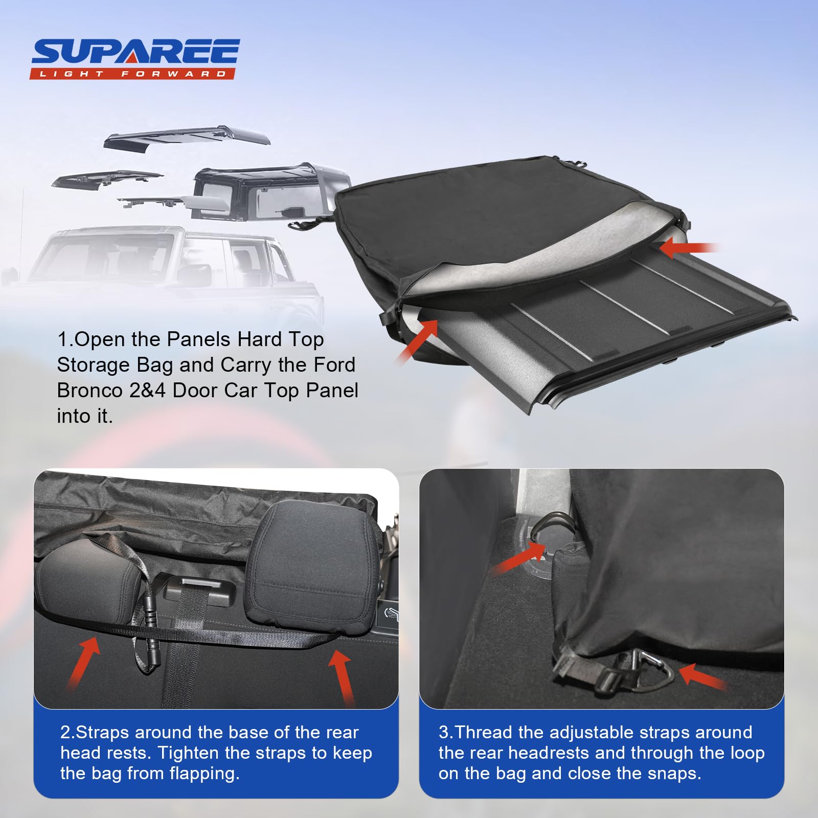 SUPAREE Freedom Panel Storage Bag open and zipped for safe panel storage