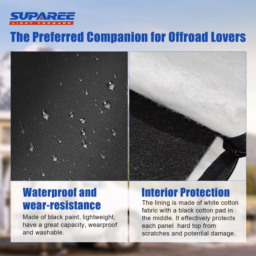 SUPAREE Freedom Panel Storage Bag secured behind rear headrests for trunk space