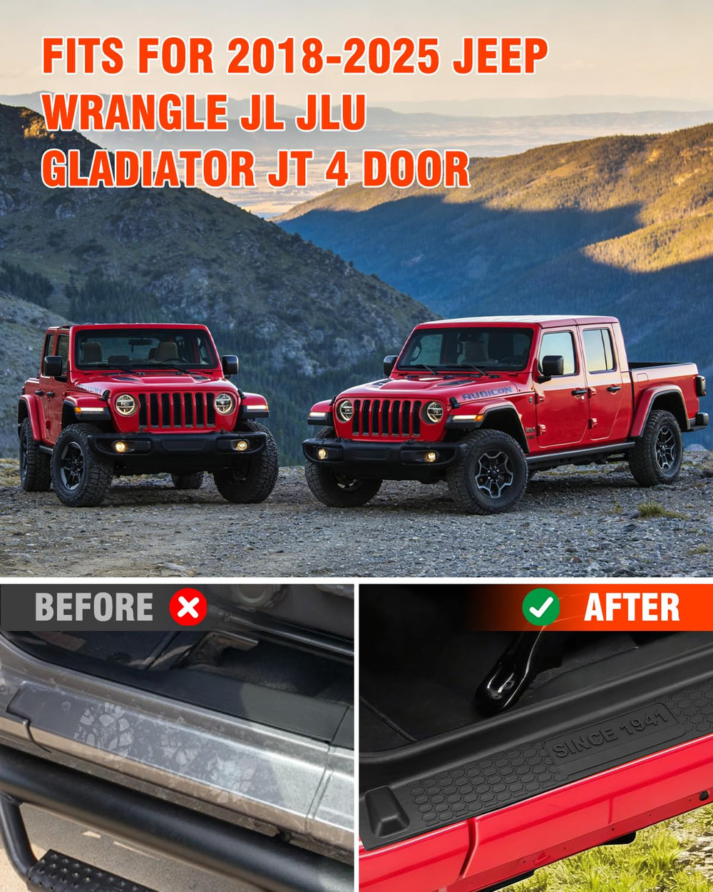 SUPAREE front right door sill guard shields Jeep JL sills from scuffs.