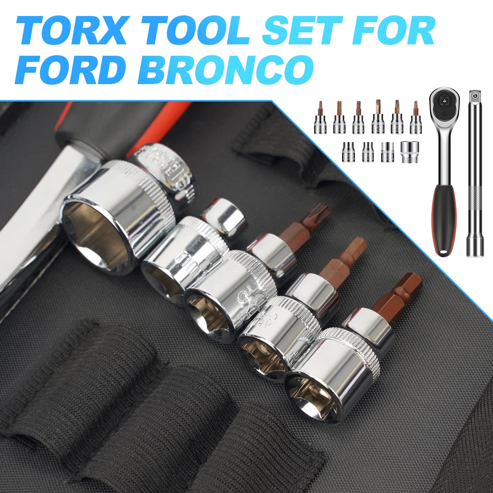 SUPAREE torx bit set 8-19mm — versatile fastener toolkit for car maintenance.