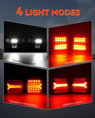 SUPAREE rear lighting modes show running, brake, turn signals, and license plate.