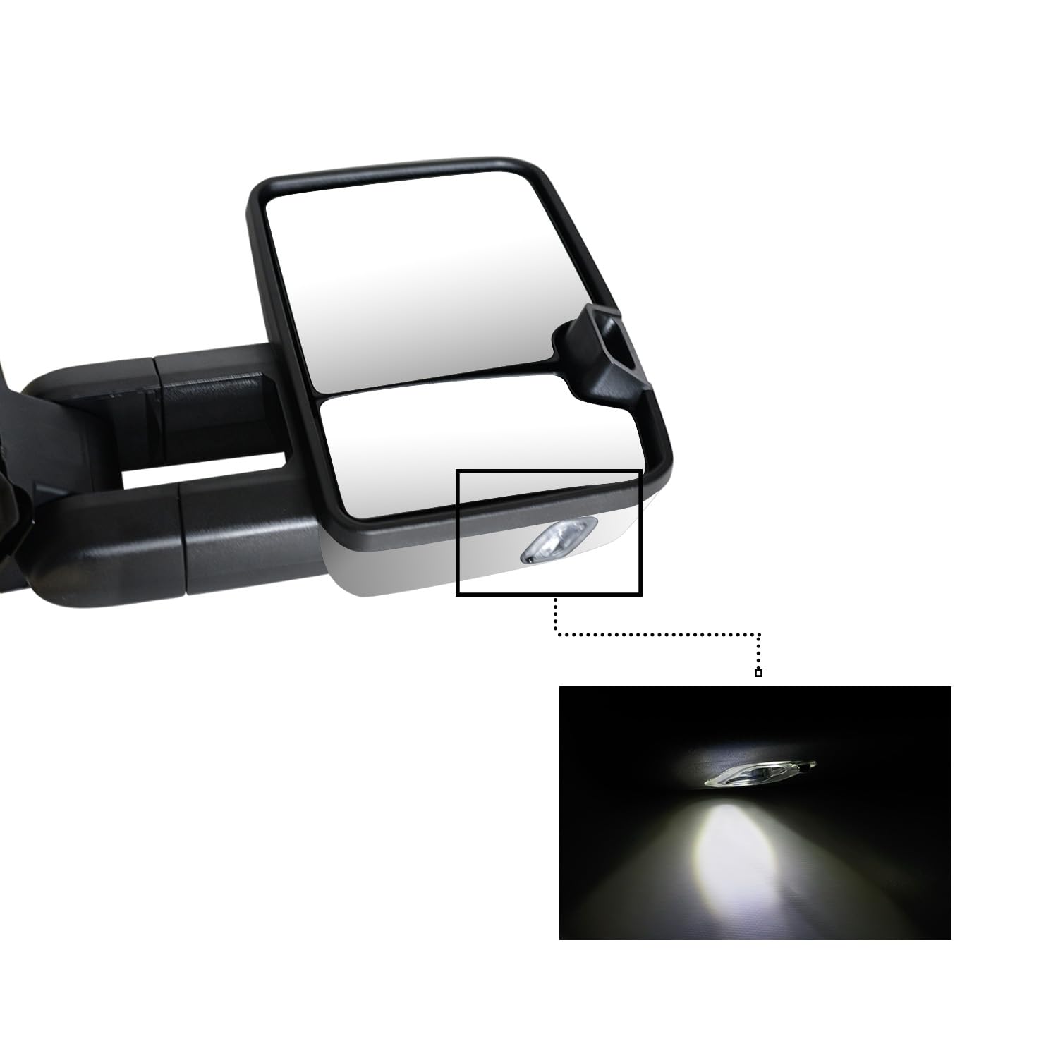 SUPDM Ford F-150 towing mirror with puddle light illuminates entry area