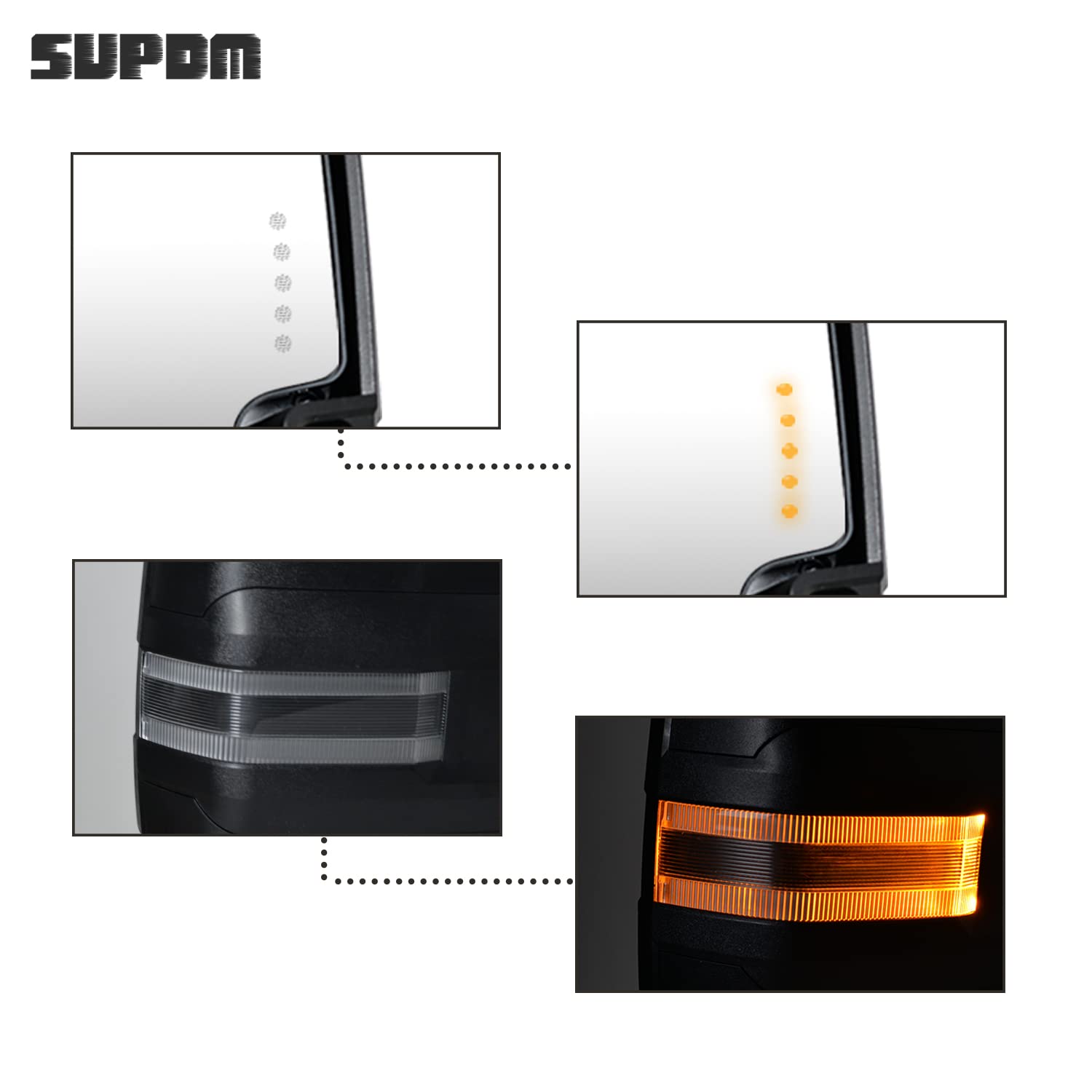Turn signal integrated in SUPDM towing mirror improves signaling to other drivers.