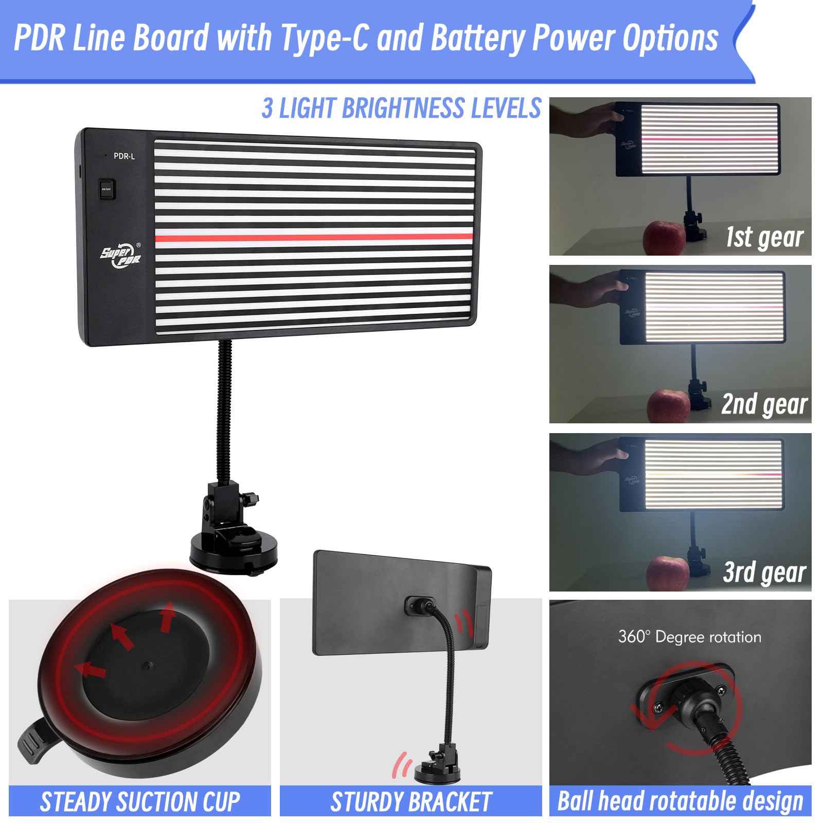 Super PDR Light Board adjustable brightness levels for clear dent visibility.