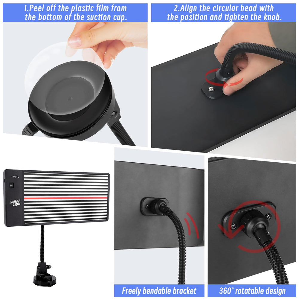 Super PDR Light Board sturdy stand and suction ensure stable lighting.