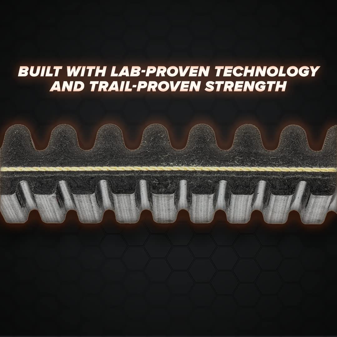 SuperATV CVT belt with aramid fiber cord close-up shows premium construction and strength