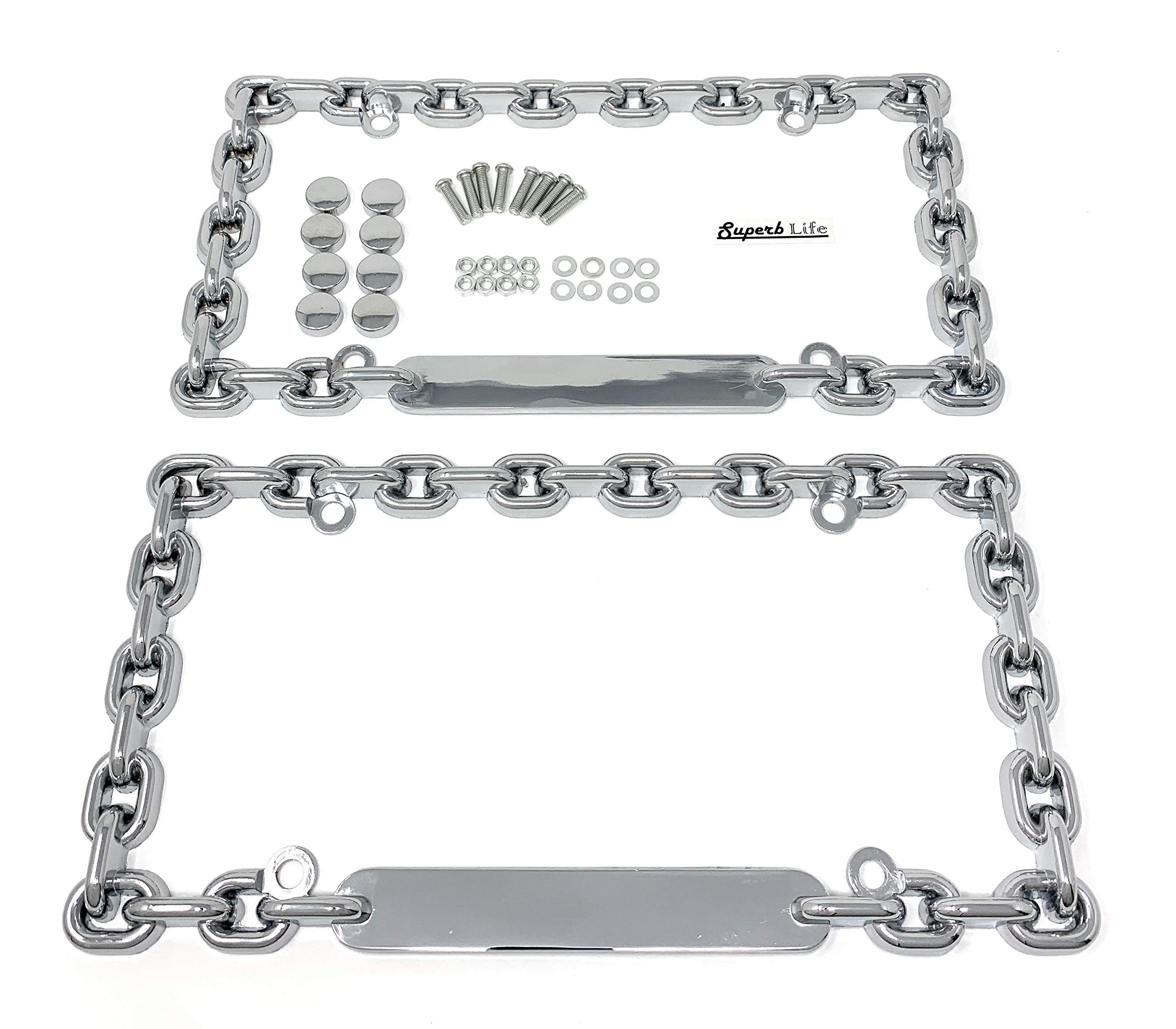 Close-up of Superb lnf chrome mega-metal chain-link detail showing durable finish.