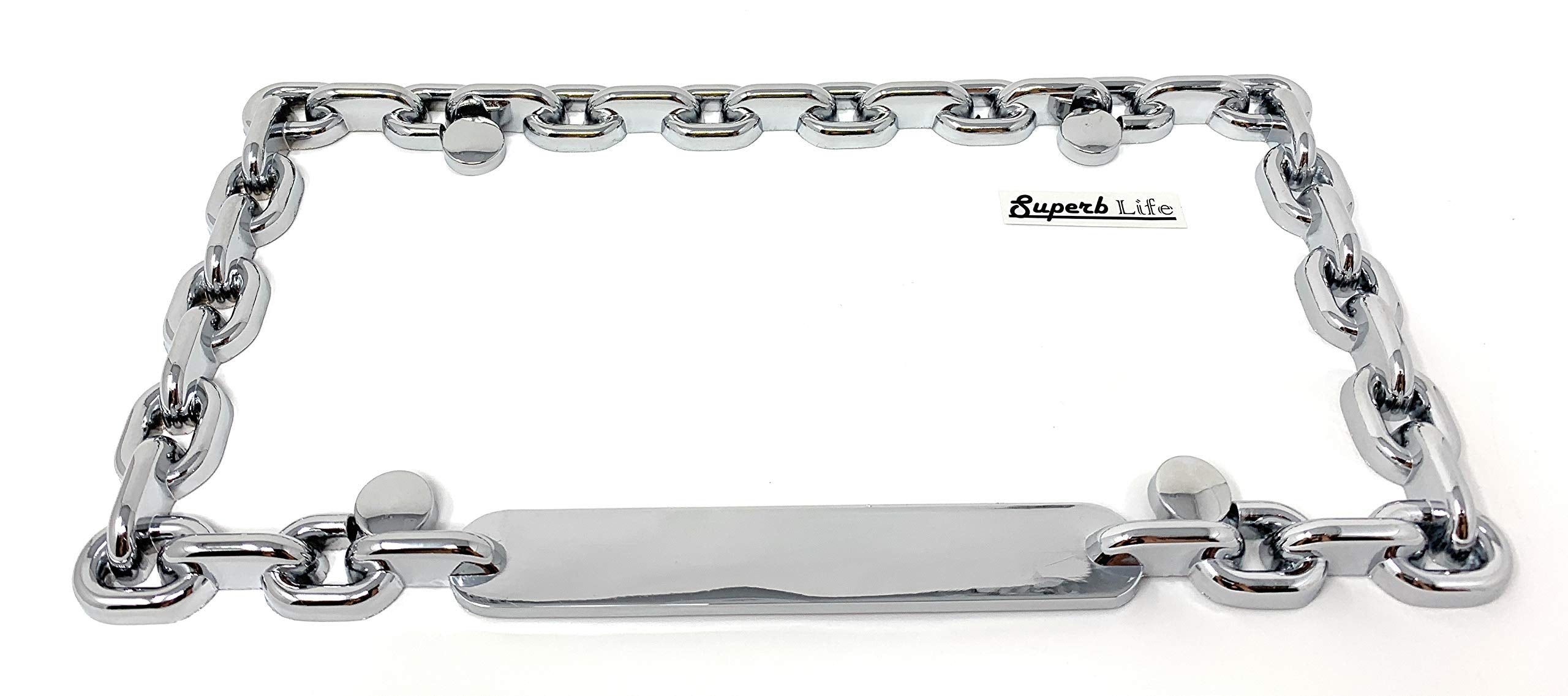 Set of two Superb lnf frames provides uniform chrome look for front and rear plates.