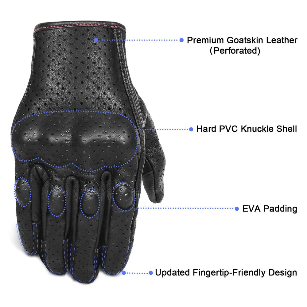 Perforated goatskin black leather for breathable comfort