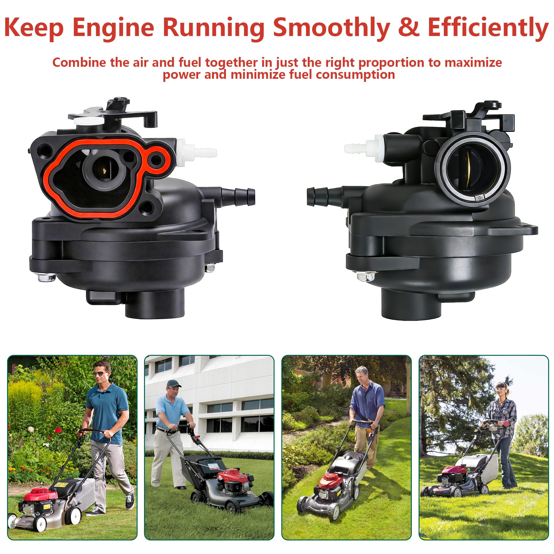 Superbobi carburetor enhances overall mower performance and fuel use.