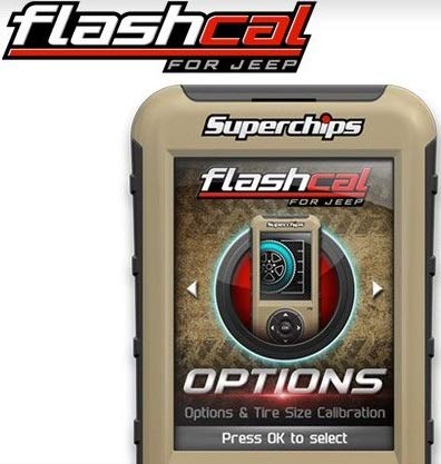 Superchips FlashCal F5 in-cab tuner applying accessory delays on Jeep Wrangler