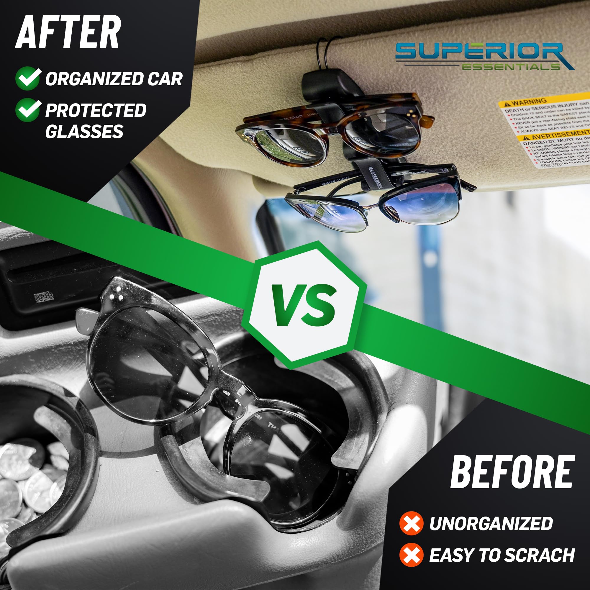 Superior Essentials durable plastic design resists wear while protecting lenses
