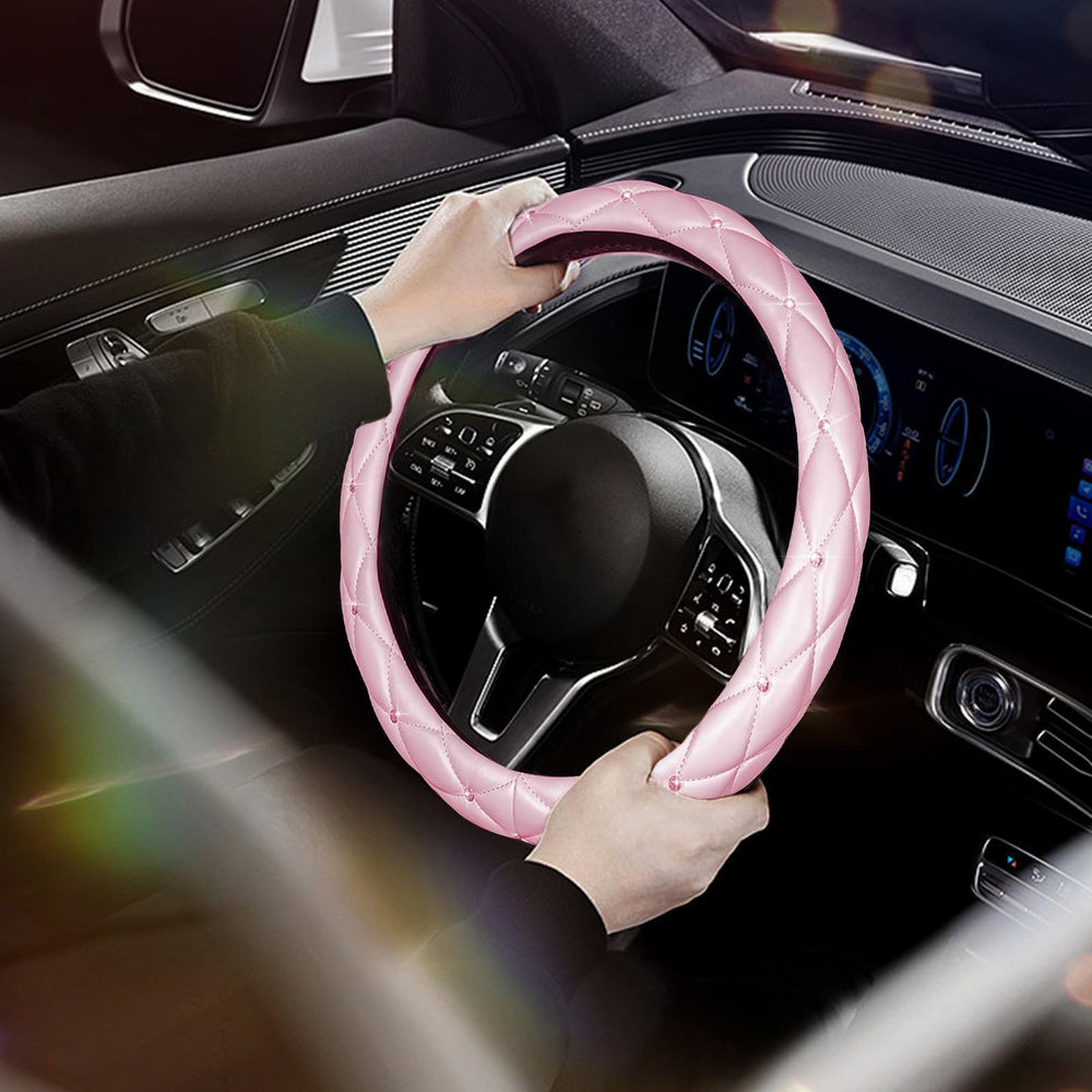 SuperKaKa pink car interior decor adds sparkle and personality.