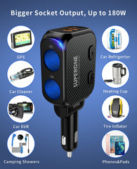 Independent ON/OFF switches prevent idle wear while managing two adapters safely.