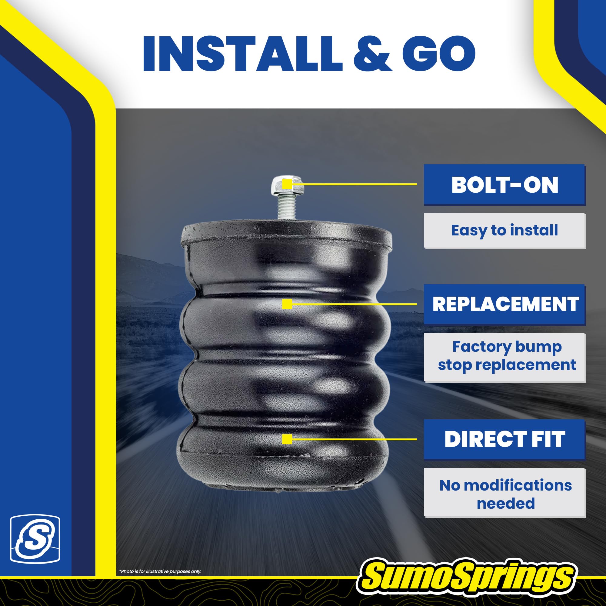 SuperSprings Rear Sumosprings resist weather and UV for lasting performance.