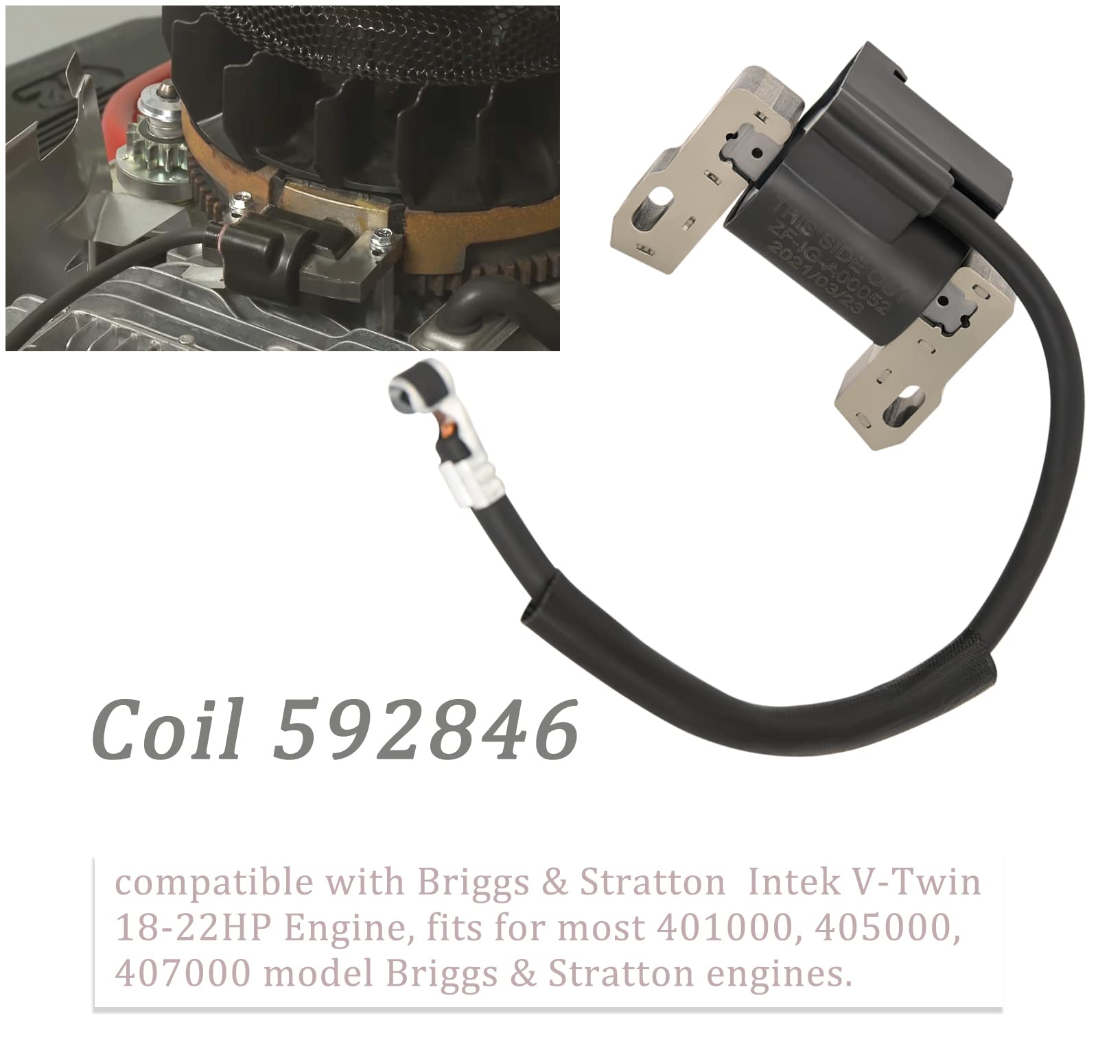 Supvintor 592846 ignition coil being installed as a replacement setup.