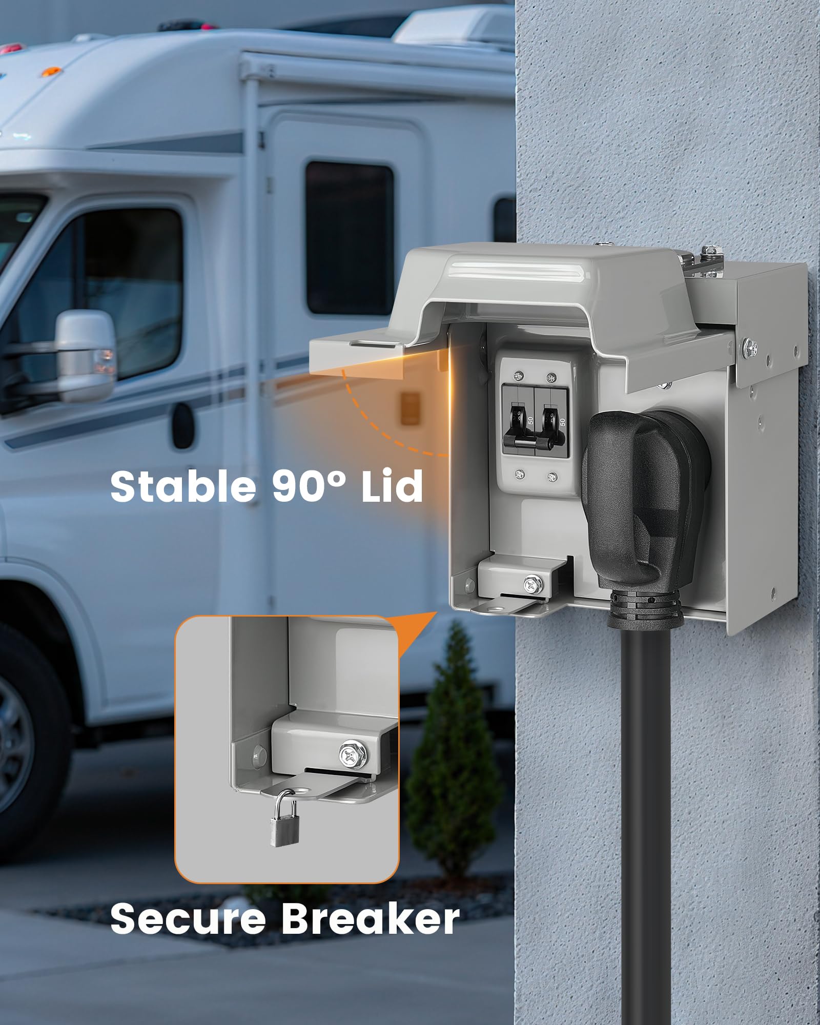 Suraielec lockable cover and extended latch for secure installations